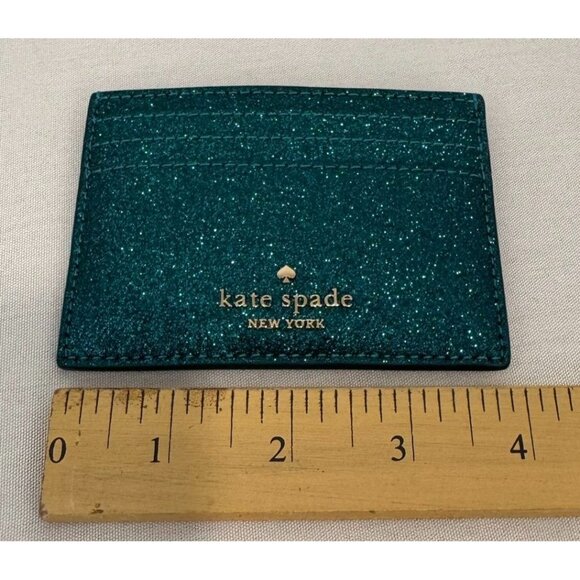 NWOT Kate Spade New York Glitter Cardholder Wallet - Emerald Green new - Picture 4 of 5